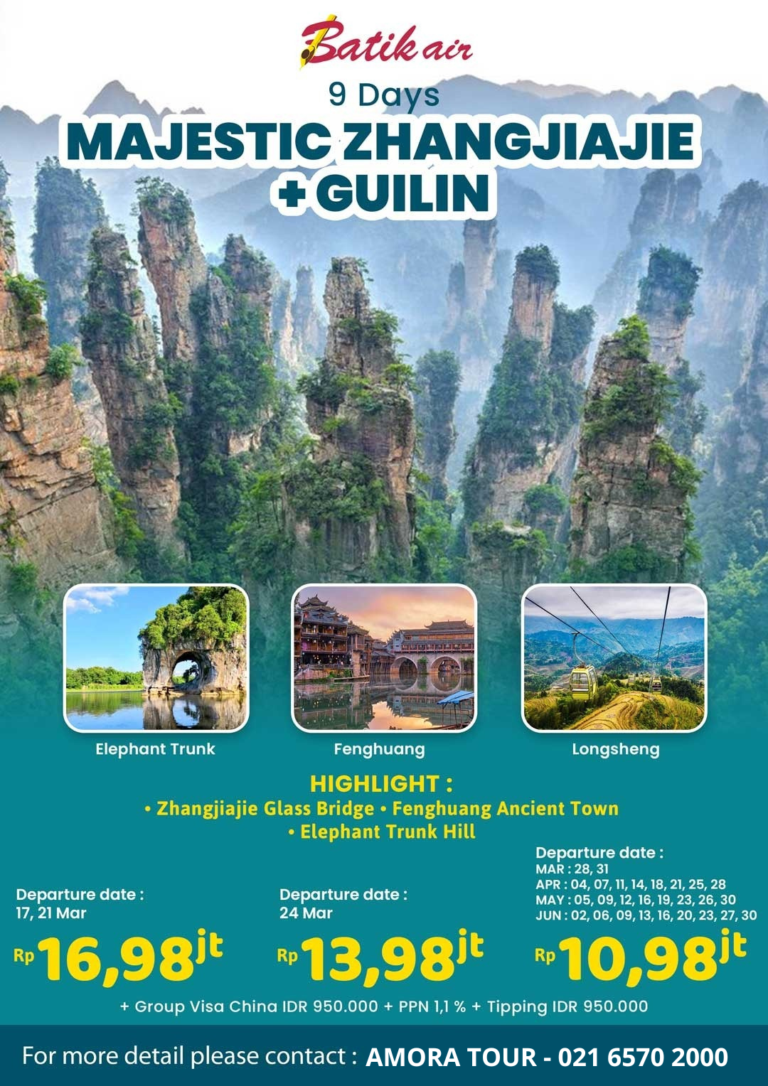 9D MAJESTIC ZHANGJIAJIE + GUILIN BY BATIK AIR